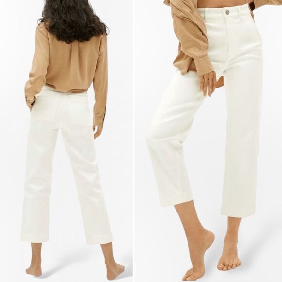 Everlane The Straight Leg Crop in Bone Neutral Taupe Cotton Twill Women’s Size 4 - Picture 10 of 10